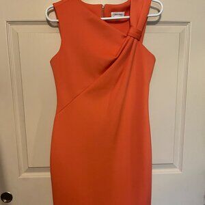 Calvin Klein Coral Sleeveless Stretch Sheath Pencil Dress Size 6